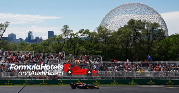 F1 Canadian Grand Prix — Book Montréal Hotels & Packages (Circuit Gilles Villeneuve) Montréal skyline and Circuit Gilles Villeneuve — hotels & packages for the Canadian Grand Prix